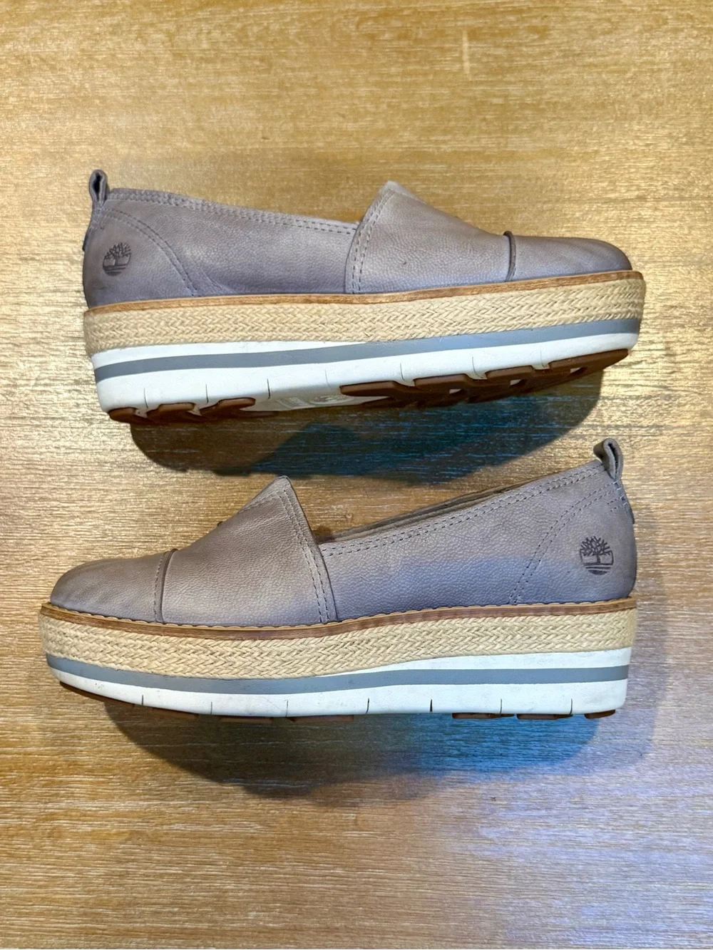 Timberland Women’s Emerson Point Slip On Espadrilles Medium Gray Leather Sz 6